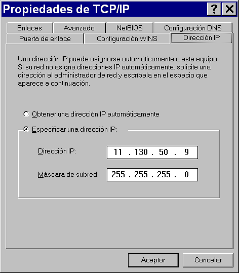 Propiedades de TCP/IP